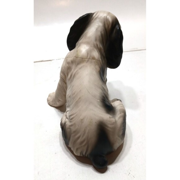 Vtg Japan Cocker Spaniel Ceramic Figurine Dog Black White About 5 Inches FLAW - Picture 4 of 11